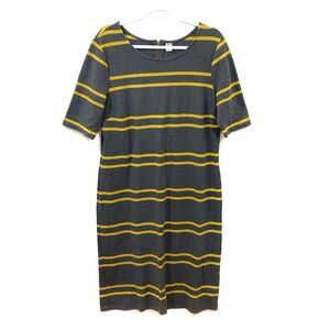 Old Navy Striped Gray Yellow MIDI Dress XL